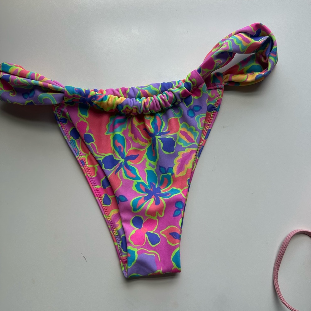 Kulani Kinis Floral Bikini Bottom - Pink and Purple